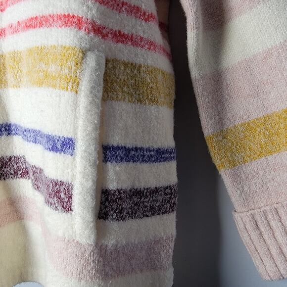 Anthropologie Elana Striped Tunic Sweater M Drop Shoulder Cozy Wool Blend Boho - Picture 3 of 11